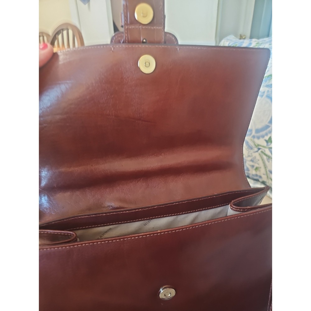 Brahmin Francine Satchel Handbag Purse Brown Leather Buckle Shoulder Strap - Picture 9 of 14